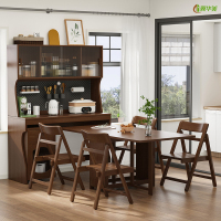 冀华美折叠餐桌小户型全实木餐边柜餐桌一体家用多功能靠墙储物收纳柜 胡桃色 餐边柜 1200*420*1700