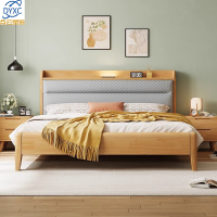 点云星辰北欧实木床现代简约双人主卧床小户型储物床单人儿童床 原木色简约硬靠床 单床 1.8*2米框架结构/原木色