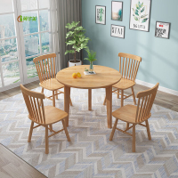 冀华美全实木小圆桌餐桌椅组合现代简约家用餐厅小户型圆形吃饭桌子 原木色单桌 800*800*750mm