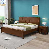 点云星辰北欧风格实木床双人床18米主卧婚床气压储物全实 单床备注颜色胡桃原木靠背 单床 1.2*2米框架结构/胡/原木色