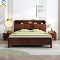点云星辰双人床1.8米2米原木风家用主卧大床小户型单人床硬靠床头实木床 单床 1.5*2米框架结构/胡桃色