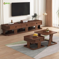 冀华美北欧实木茶几组合简约现代大小实木茶桌小户型客厅家具子母小茶桌 胡桃色 大方几 700*700*450mm