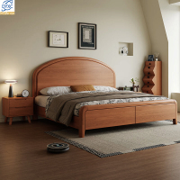 点云星辰中古风实木床双人床法式复古小户型储物床主卧复古民宿大床法式 单床 1.8*2米框架结构/胡桃色