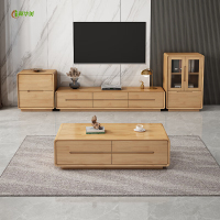 冀华美电视柜茶几组合北欧简约岩板客厅轻奢高级感小户型背景墙一体柜 原木色 电视柜 2000*400*350mm