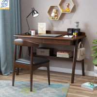 点云星辰实木日式家用学生写字桌简易卧室台式办公电脑桌白色女 《升级款》 单桌 1200*600*750/胡桃色