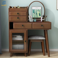 点云星辰现代简约轻奢梳妆台收纳一体网红INS风伸缩化妆桌9102#伸缩妆台 80cm胡桃色