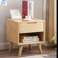 点云星辰实木床头柜北欧风创意简约现代卧室家用床边储物柜高级感 单抽斜脚430*400*480[原木色]