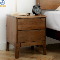 点云星辰床头柜简约实木胡桃色整体北欧双抽屉床边柜小日式收纳柜 415*400*480[胡桃色]