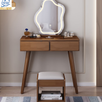点云星辰梳妆台卧室现代简约轻奢化妆台化妆桌带斗柜化妆凳化妆镜一体式9065#800*400*1325胡桃色不含凳不含凳