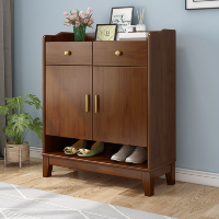 冀华美实木鞋柜一体玄关柜带抽储物柜-AT10#鞋柜600*350*970mm胡桃色