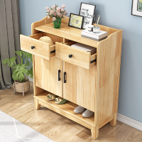 冀华美实木鞋柜一体玄关柜带抽储物柜-AT10#鞋柜800*350*970mm原木色