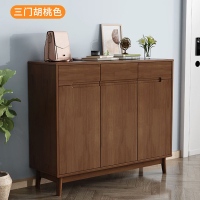 冀华美实木鞋柜玄关柜带抽收纳柜-2910#三门鞋柜1180*400*986mm胡桃色