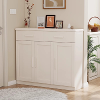 冀华美实木鞋柜轻奢简约两三四门-X-33#三门鞋柜1200*320*980mm白色