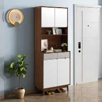 冀华美实木鞋柜带抽高架玄关柜-2908#两门高架800*400*2006mm胡桃+白