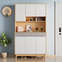 冀华美实木鞋柜带抽高架玄关柜-2912#三门高架1180*400*2006mm原木+白