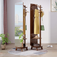 冀华美落地实木旋转穿衣镜挂衣架衣柜-9005#穿衣镜450*450*1760mm胡桃色