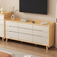 冀华美实木斗柜收纳柜九斗储物柜-D-19拆装九斗柜1600*400*966mm原木+白