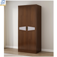 点云星辰全实木简约柜子卧室现代实木衣柜二门三门玻璃衣橱-3152#木语双门845*600*2200mm胡桃色