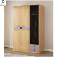 点云星辰全实木简约柜子卧室现代实木衣柜二门三门玻璃衣橱-3153#木语三门1246*600*2200mm原木色