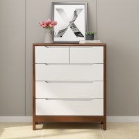 冀华美实木收纳柜带抽斗柜-D-05#拆装五斗柜804*400*945mm胡桃+白