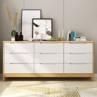 冀华美实木收纳柜带抽斗柜-D-09#拆装九斗柜1504*400*750mm原木+白