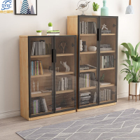 点云星辰实木书柜书房家具置物柜客厅橡木带玻璃门展示柜AT09# 原木色[80*30*122CM]