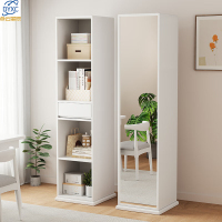 点云星辰北欧实木书柜全身镜一体旋转柜简约小户型穿衣镜储物柜9046#带镜旋转柜 400*380*1700白色