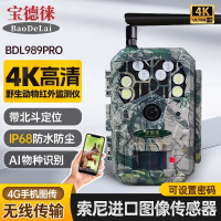宝德徕989PRO北斗GPS高清4G红外相机电脑手机远程查看动物森林带AI识别 标配+128G内存卡+太阳能充电板