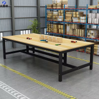 大唐御工作台单层桌子快递包装桌操作台重型流水线车间厨房实验台桌-浅胡桃黑架单层长200宽100高74