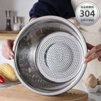 ccko304食品级欧式不锈钢盆洗菜盆沥水篮漏盆厨房家用滤水篮淘米篮子-304特厚欧式漏盆24cm*1个