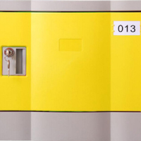 固乐佳ABS塑料校园学生书包柜工厂员工柜手机储物柜-黄色H310*W388*D436mm