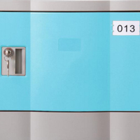 固乐佳ABS塑料校园学生书包柜工厂员工柜手机储物柜-浅蓝色H310*W326*D508mm