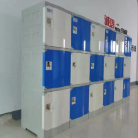 固乐佳ABS塑料更衣柜澡堂浴室不锈员工储物柜健身房游泳防水学生书包柜-蓝色-465*326*508