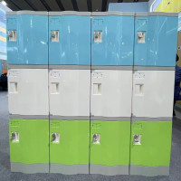 固乐佳ABS塑料更衣柜澡堂浴室不锈员工储物柜健身房游泳防水学生书包柜-浅蓝色-310*326*508