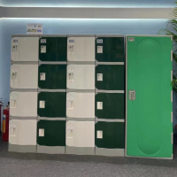 固乐佳ABS塑料更衣柜澡堂浴室不锈员工储物柜健身房游泳防水学生书包柜-墨绿-310*388*436