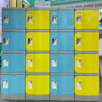 固乐佳ABS塑料更衣柜澡堂浴室不锈员工储物柜健身房游泳防水学生书包柜-黄色-310*388*508