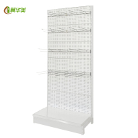 冀华美洞板超市货架批发挂钩展示架单面多层文具店饰品店小商品置-单面1230*410*2200[配挂钩20个]