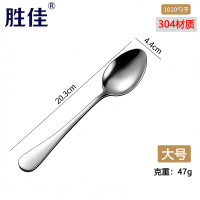 胜佳食品级304不锈钢勺子冰淇淋勺加厚主餐勺西餐勺调羹汤勺可刻字-304-1号尖勺10个装