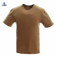 大唐御户外迷彩服短袖男圆领纯棉半袖户外工作体恤外军战术T恤-卡其/M码