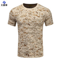 大唐御户外迷彩服短袖男圆领纯棉半袖户外工作体恤外军战术T恤-数码沙漠/L码