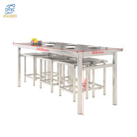 点点云星辰不锈钢餐桌椅组合快餐厅员工食堂餐桌凳子长方形-1.6*0.8米长方形6人