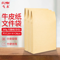 飞尔(FLYER)牛皮纸档案袋 标书合同文件资料袋[260g 无酸4cm 空白 24x34cm]100个装