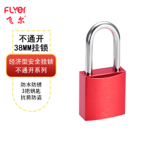 飞尔(FLYER)铝制挂锁 防水防锈工业挂锁 防盗安全锁具[红色短梁38mm不通开 配3个钥匙 ]
