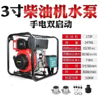 鑫盛耀防汛救援高压排水农田鱼塘消防大流量电启动 3.6KW柴油机3寸抽水泵