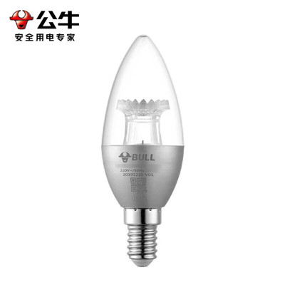 公牛 MQ-D005B-BS E14 LED灯泡5W 银色蜡烛泡3000K (暖白光)