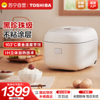 东芝(TOSHIBA)小吐司鲜饭煲IH立体加热压力电饭煲进口备长炭内胆 家用智能电饭煲RC-10PRSC(W) 3L