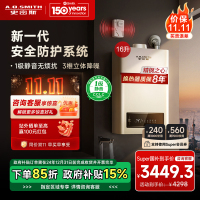 AO史密斯 16升燃气热水器 1级静音 不锈钢换热器包8年 恒温大水量 抗风防冻 JSQ31-TEW(天然气)