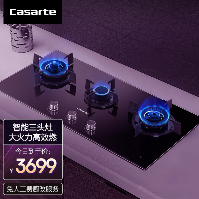 卡萨帝(Casarte)燃气灶JZT-CG19B3UD(12T)嵌入式智能3头灶 直燃火大火力 天然气灶具