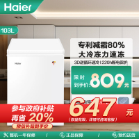 海尔(Haier)103升家用卧式冰柜冷柜小冰箱 减霜80% 断电保护 一级能效 3D逆循环速冷BC/BD-103HTD