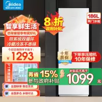 美的(Midea)186升两门二门双开门节能低噪租房小型迷你家用电冰箱MR-195WE白色 风冷无霜迷你小冰箱国补
